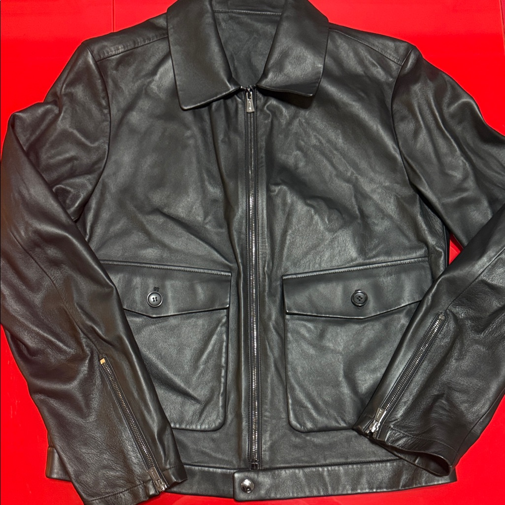 Bally Switzerland Made In Italy 100 Lambskin Leather Jacket  Black